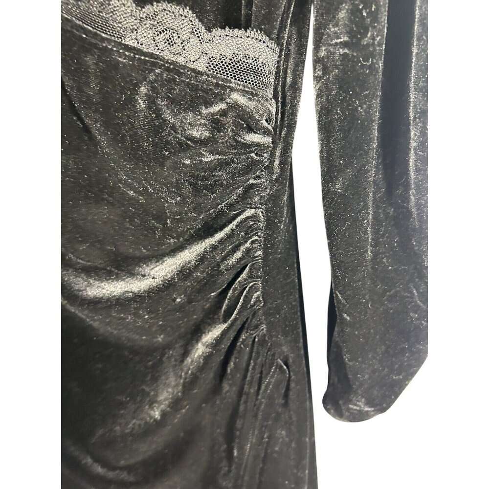 Vintage goth dress 90’s Black Velvet Romantic Goth With Touches Of Lace Women L - Picture 6 of 11